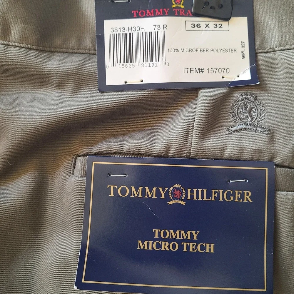 Tommy Hilfiger Pants‎ Mens 36X32 Green Chino Traveler Tommy Micro Tech Casual